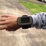 GPS wristwatch logs the spot where samples are collected.