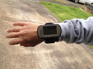 GPS wristwatch logs the spot where samples are collected.