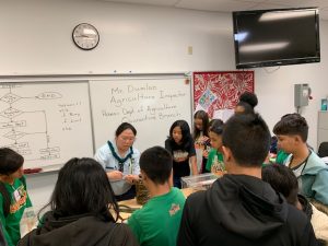 Plant Quarantine Education Specialist Kent Dumlao and inspector Shelby Ching hoped to inspire students to pursue careers in agriculture at the Ewa Makai Middle School Career Fair on Feb. 22, 2019.